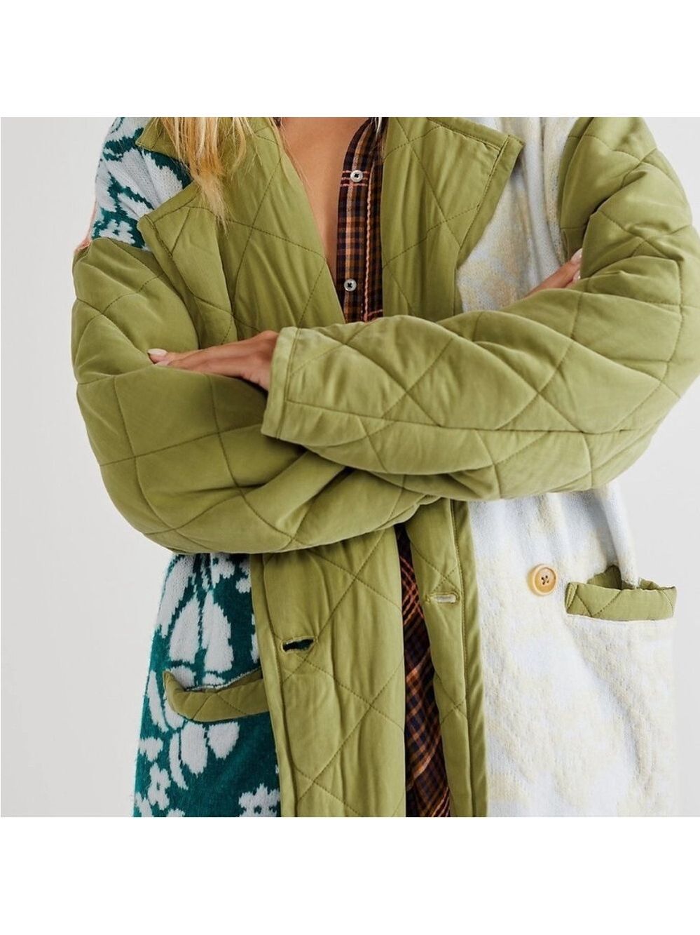 Free People Home Sweet Home Coat Quilted Sweater Knit Duster Jacket Coat Size S - Picture 4 of 13